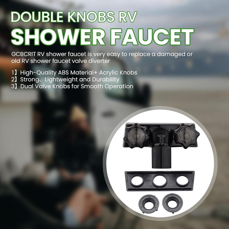 gcbcrit RV Shower Faucet, RV Bathtub Faucet with Shower Diverter, 4” Shower Valve Diverter Assembly Kit, Camper Shower Faucet, RV Shower Valve for RV Camper Van Travel Trailer Motorhome (Black) - Image 2
